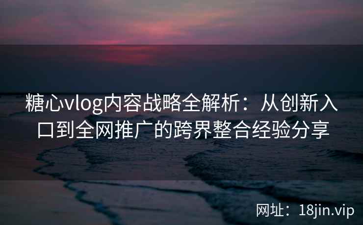 糖心vlog内容战略全解析：从创新入口到全网推广的跨界整合经验分享