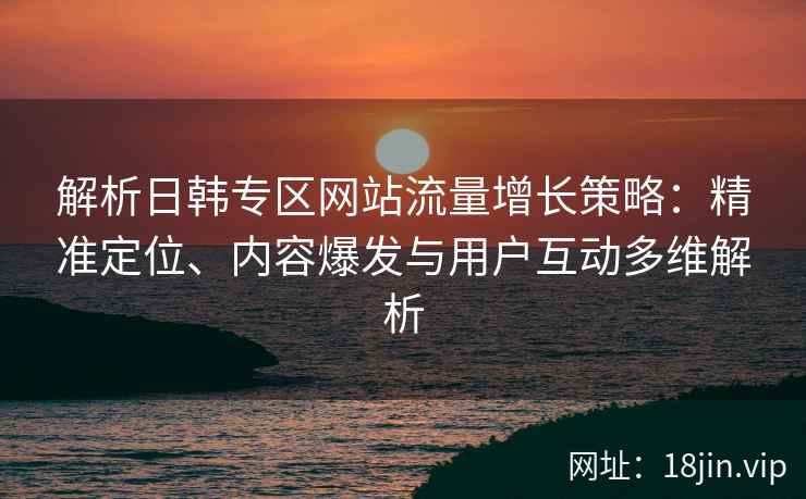 解析日韩专区网站流量增长策略：精准定位、内容爆发与用户互动多维解析