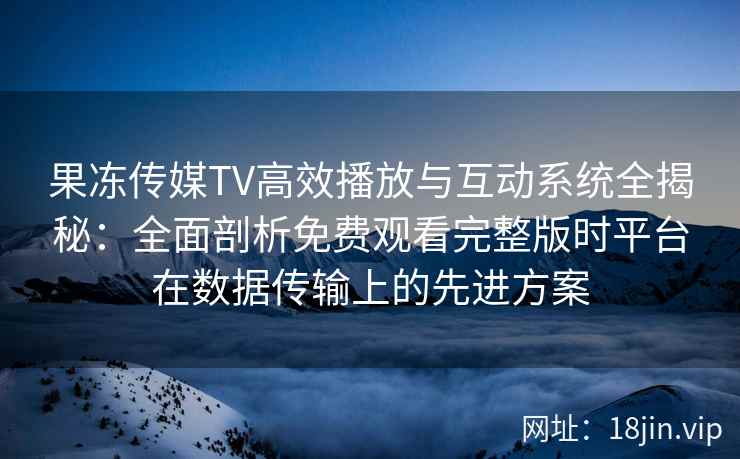 果冻传媒TV高效播放与互动系统全揭秘：全面剖析免费观看完整版时平台在数据传输上的先进方案